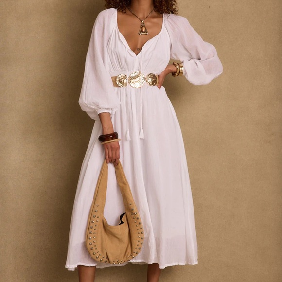 Danika White Linen Maxi Dress - Picture 4 of 6